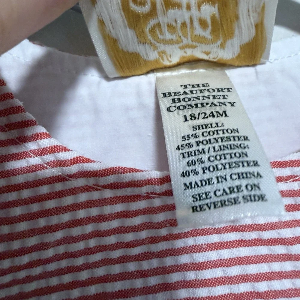 TBBC Beaufort Bonnet Company Sarah Sailboat Red Stripe Dress 18-24 Months